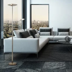 Straluma Moderne LED vloerlamp nikkel met uplighter en leeslamp></noscript> Vloerlampen|Leeslampen