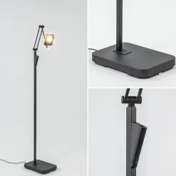 Straluma Moderne LED vloerlamp zwart met verstelbare arm></noscript> Vloerlampen|Leeslampen