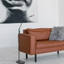 Straluma Moderne LED vloerlamp zwart met verstelbare arm></noscript> Vloerlampen|Leeslampen