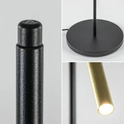 Straluma Moderne LED vloerlamp zwart met gouden spot></noscript> Vloerlampen|Leeslampen
