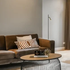 Straluma Moderne LED vloerlamp zwart met gouden spot></noscript> Vloerlampen|Leeslampen