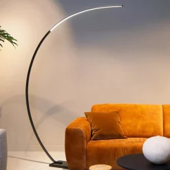 Straluma Moderne LED vloerlamp zwart met zwart marmer></noscript> Vloerlampen|Booglampen