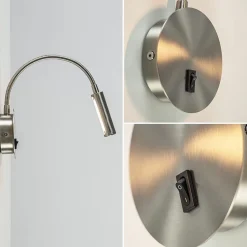 Straluma Moderne LED wandlamp nikkel met flexibele arm><noscript><img width=