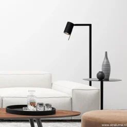 Straluma Moderne lees/vloerlamp mat zwart met brons></noscript> Leeslampen|Woonkamerlampen