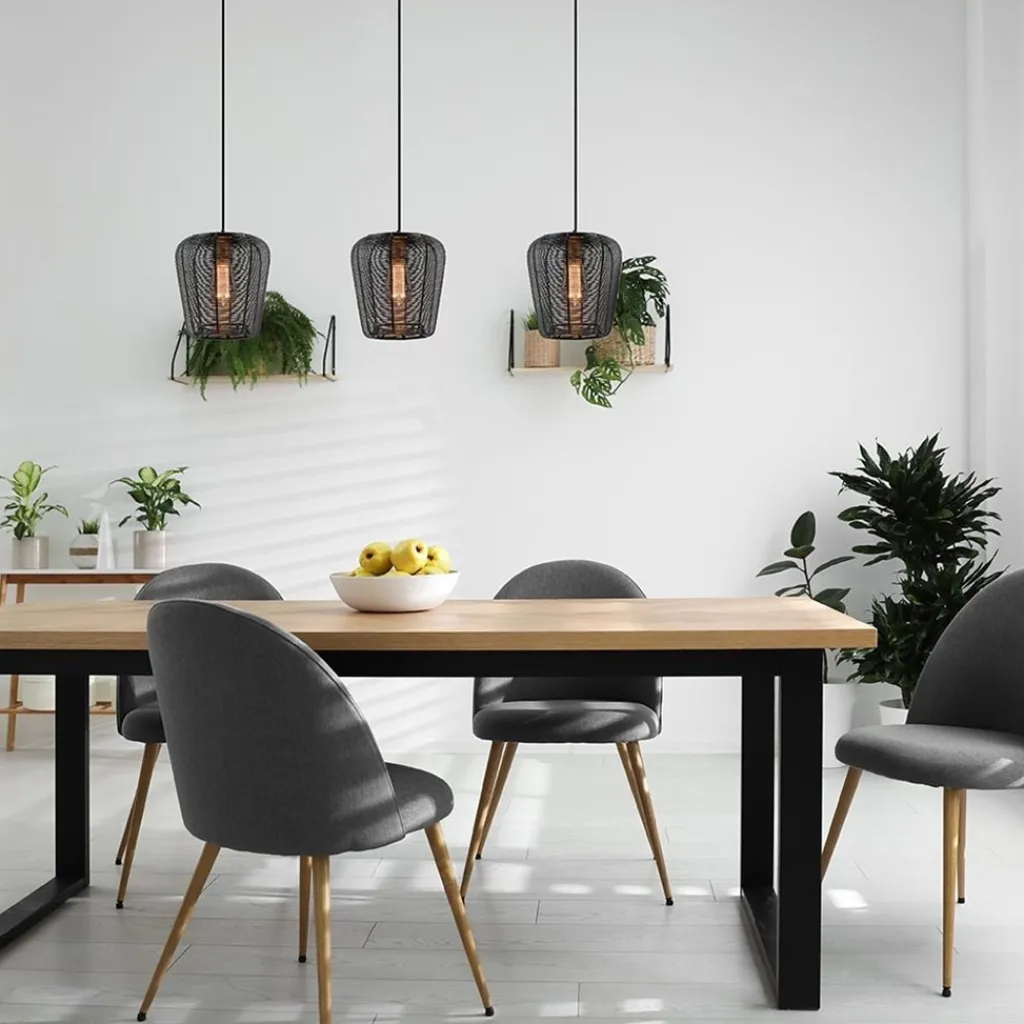 Straluma Moderne 3-lichts eettafelhanglamp Adeta mat zwart> Eettafellampen|Light and Living