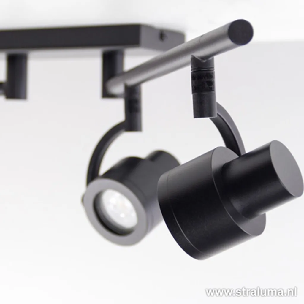 Straluma Moderne opbouwspot mat zwart 4-lichts> Plafondlampen|Opbouwspots
