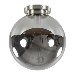 Straluma Moderne plafondlamp nikkel met smokey glas> Keukenverlichting|Halverlichting