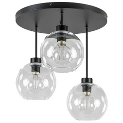 Straluma Moderne plafondlamp zwart met 20 cm helder glas> Halverlichting|Plafondlampen