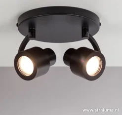 Straluma Moderne plafondspot mat zwart 2-lichts> Plafondlampen|Opbouwspots