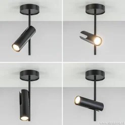 Straluma Moderne plafondspot zwart metaal verstelbaar> Opbouwspots|Slaapkamerlampen