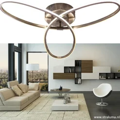 Straluma Moderne plafonnière nikkel met LED></noscript> Plafondlampen|Plafonnières