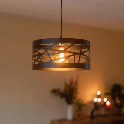 Straluma Moderne ronde hanglamp zwart metaal><noscript><img width=