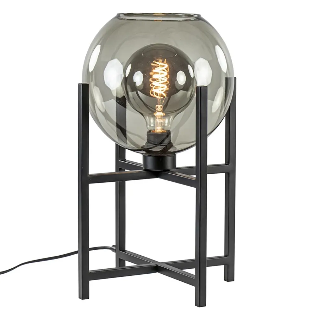 Straluma Moderne tafellamp frame met smoke glazen bol> Tafellampen|Luxe Verlichting
