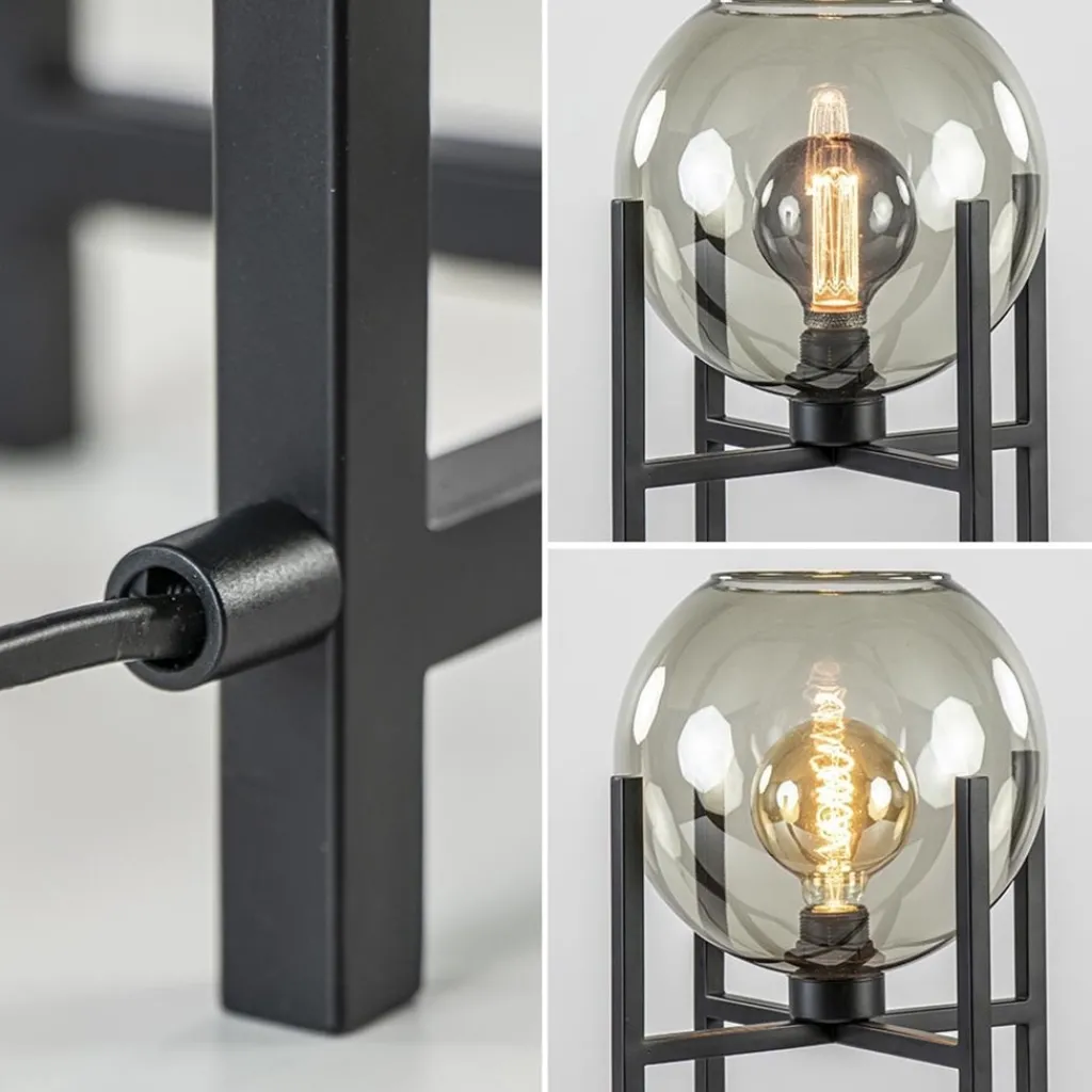 Straluma Moderne tafellamp frame met smoke glazen bol> Tafellampen|Luxe Verlichting