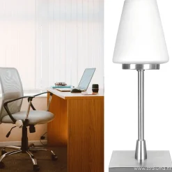 Straluma Moderne tafellamp staal/glas met dimmer></noscript> Nachtkastlampen|Woonkamerlampen