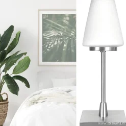 Straluma Moderne tafellamp staal/glas met dimmer></noscript> Nachtkastlampen|Woonkamerlampen