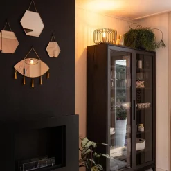 Straluma Moderne tafellamp zwart met brons></noscript> Tafellampen|Draadlampen