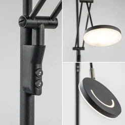 Straluma Moderne uplighter mat zwart met verstelbare leesarm></noscript> Vloerlampen|Leeslampen