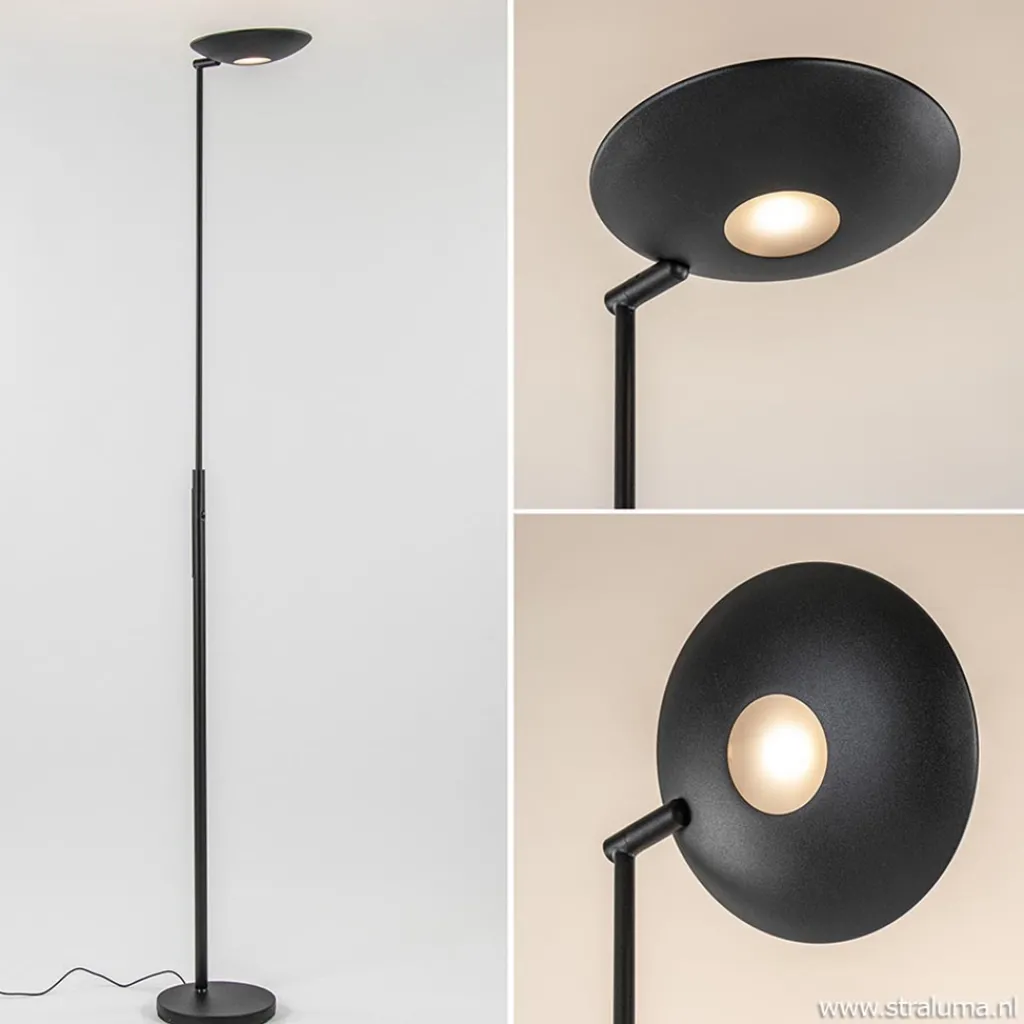 Straluma Moderne uplighter zwart met dimbaar LED> Vloerlampen|Uplighters