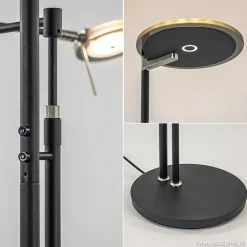 Straluma Moderne uplighter/leeslamp zwart met smoke glas></noscript> Vloerlampen|Leeslampen