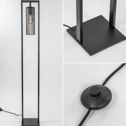 Straluma Moderne vloerlamp mat zwart metaal><noscript><img width=