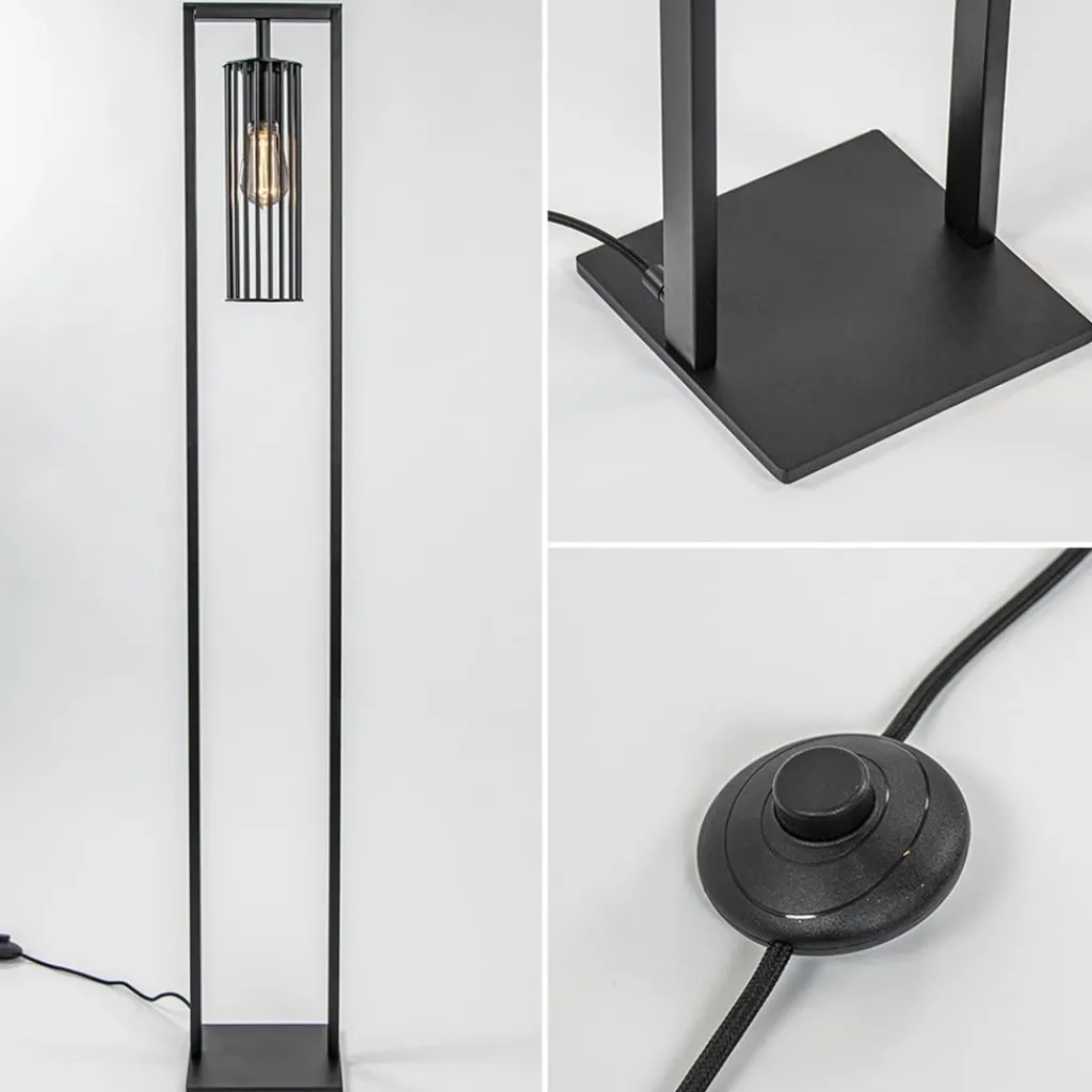 Straluma Moderne vloerlamp mat zwart metaal> Vloerlampen|Industriële Verlichting