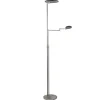 Straluma Moderne vloerlamp uplighter staal met smoke glas> Vloerlampen|Leeslampen