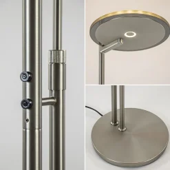 Straluma Moderne vloerlamp uplighter staal met smoke glas></noscript> Vloerlampen|Leeslampen