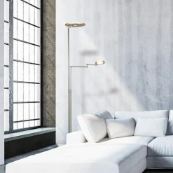 Straluma Moderne vloerlamp uplighter staal met smoke glas></noscript> Vloerlampen|Leeslampen