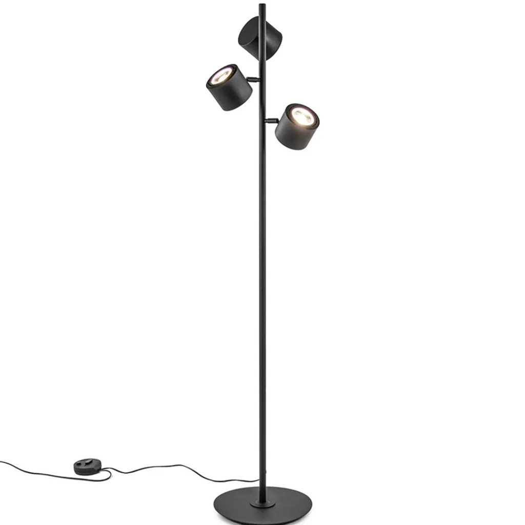 Straluma Moderne vloerlamp zwart met verstelbare LED spots> Vloerlampen|Woonkamerlampen