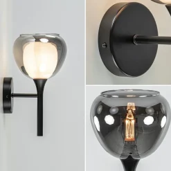 Straluma Moderne wandlamp zwart met smoke glas><noscript><img width=