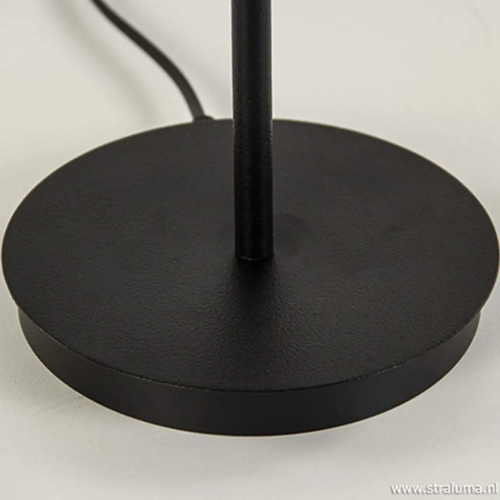 Straluma Moderne zwarte tafellamp rond metaal> Nachtkastlampen|Woonkamerlampen