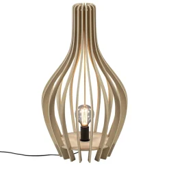 Straluma Naturel houten tafel/vloerlamp kegel met zwart> Tafellampen|Vloerlampen