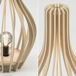 Straluma Naturel houten tafel/vloerlamp kegel met zwart></noscript> Tafellampen|Vloerlampen