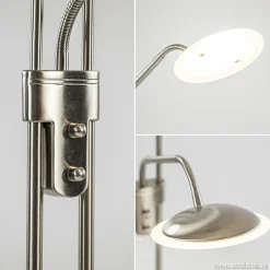 Straluma Nikkel vloerlamp met LED uplighter en leeslamp></noscript> Vloerlampen|Leeslampen