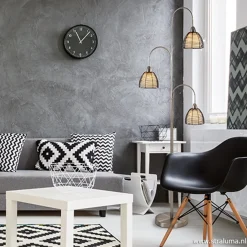 Straluma Nikkel vloerlamp met zwarte draad kapjes><noscript><img width=