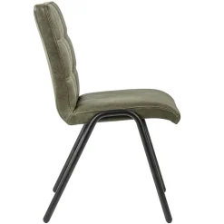 Straluma Olijf groene eettafelstoel leder met zwarte pootjes></noscript> Eetkamerstoelen