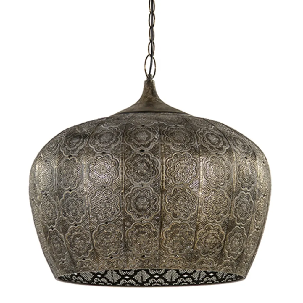 Straluma Oosterse hanglamp Emine bruin/goud metaal> Eettafellampen|Light and Living