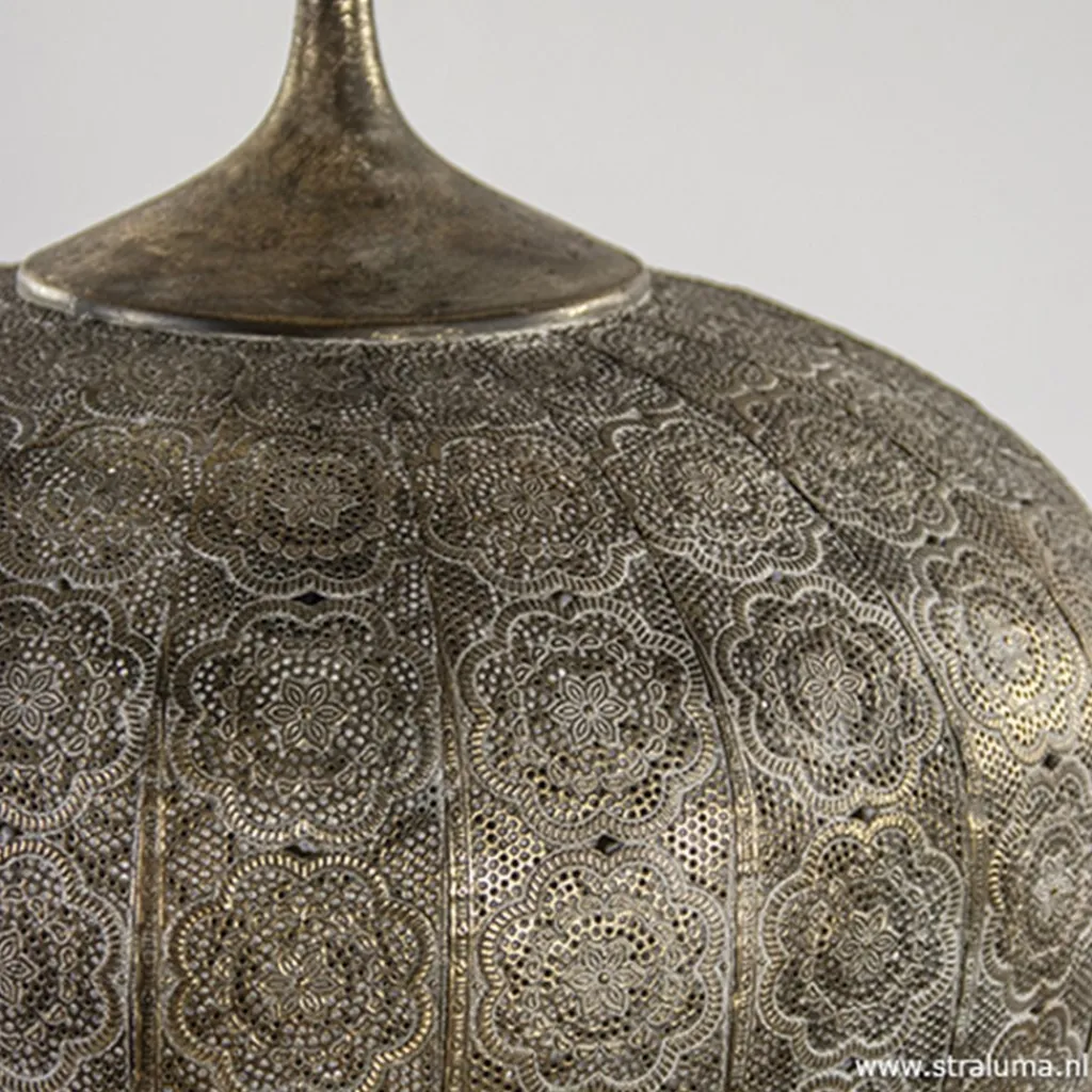 Straluma Oosterse hanglamp Emine bruin/goud metaal> Eettafellampen|Light and Living