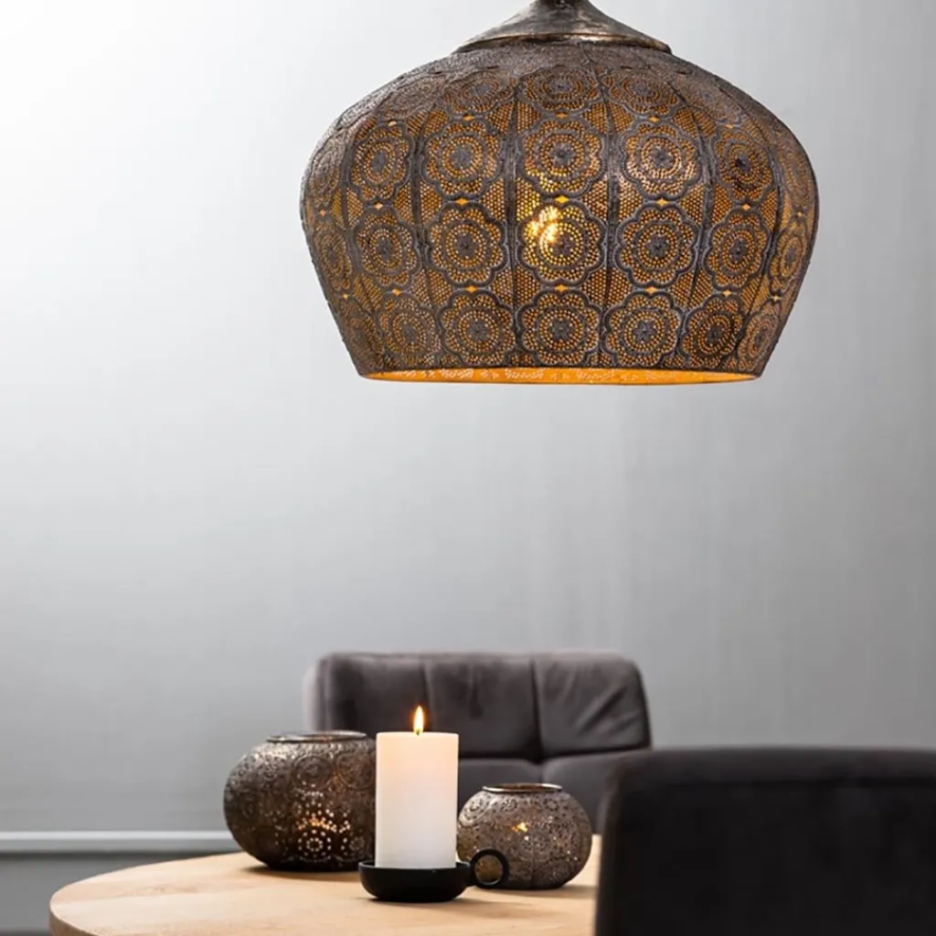 Straluma Oosterse hanglamp Emine goud/bruin> Eettafellampen|Light and Living