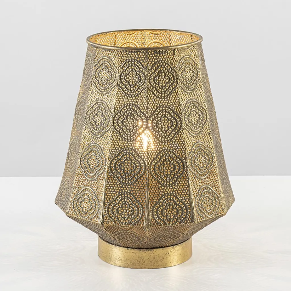 Straluma Oosterse tafellamp lantaarn metaal goud> Woonkamerlampen|Slaapkamerlampen