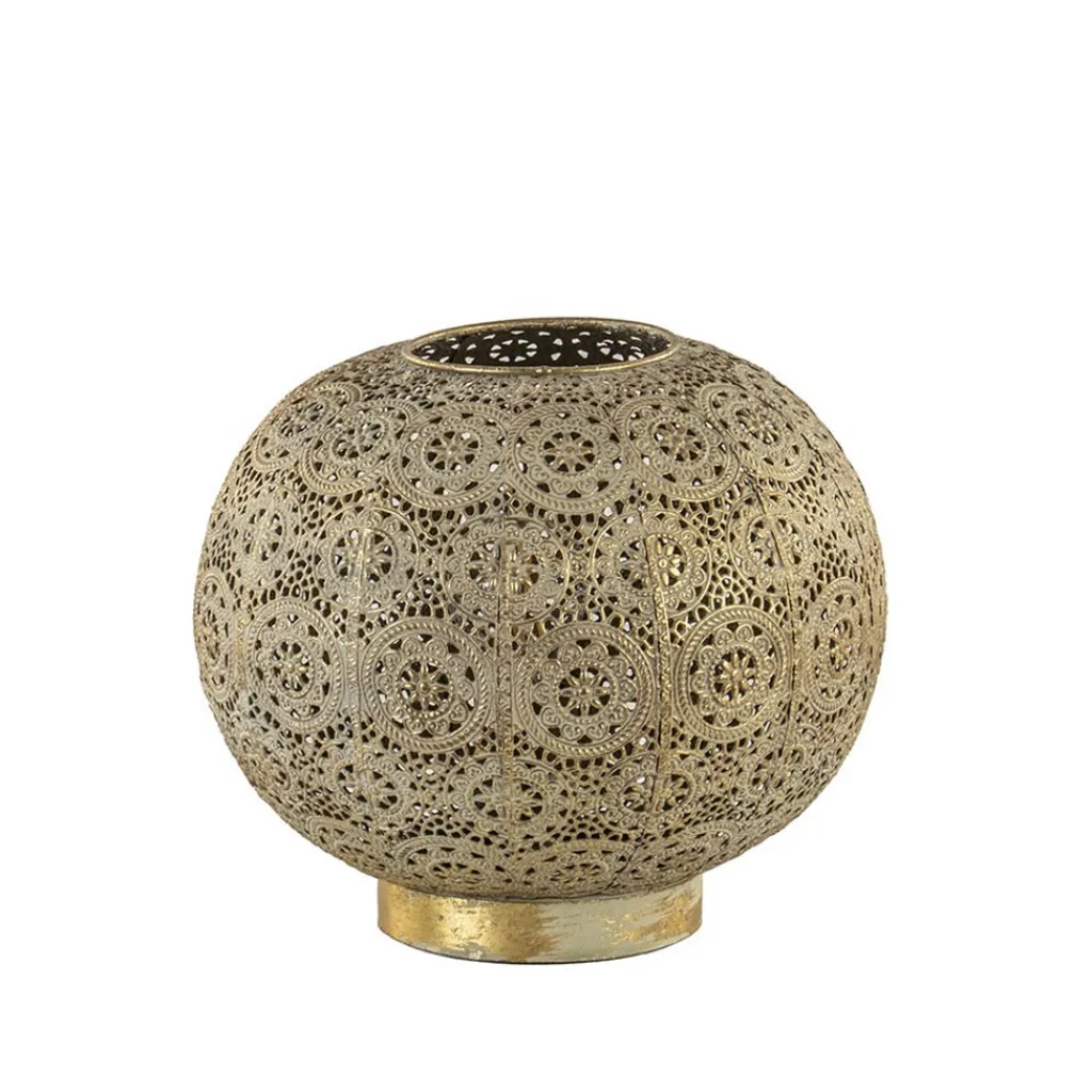 Straluma Oosterse tafellamp rond antiek messing> Tafellampen|Decoratieve Verlichting