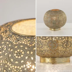 Straluma Oosterse tafellamp rond antiek messing><noscript><img width=