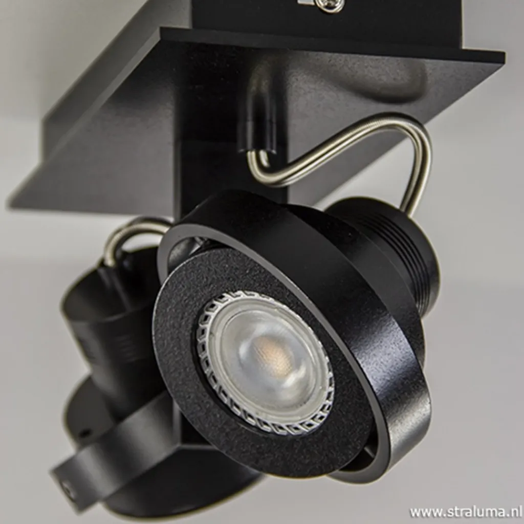 Straluma Opbouwspot balk zwart 2-lichts gu10 incl> Plafondlampen|Opbouwspots