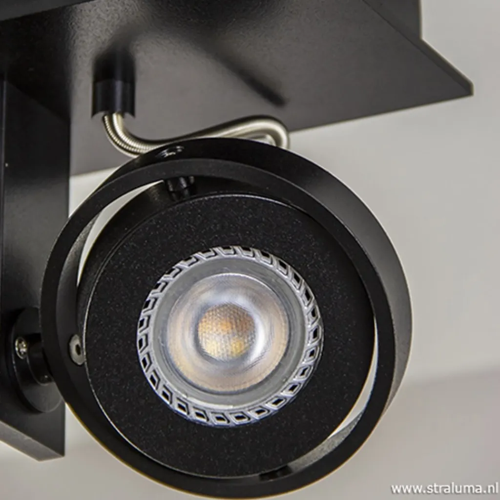 Straluma Opbouwspot balk zwart 2-lichts gu10 incl> Plafondlampen|Opbouwspots
