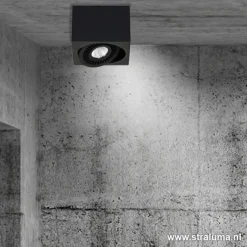 Straluma Opbouwspot box zwart 1-lichts led></noscript> Plafondlampen|Opbouwspots