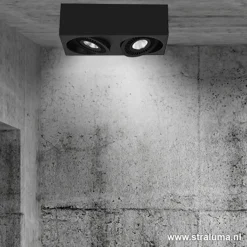 Straluma Opbouwspot box zwart 2-lichts led></noscript> Plafondlampen|Opbouwspots