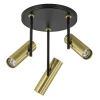 Straluma Opbouwspot 3-lichts cilinder zwart/brass> Plafondlampen|Opbouwspots