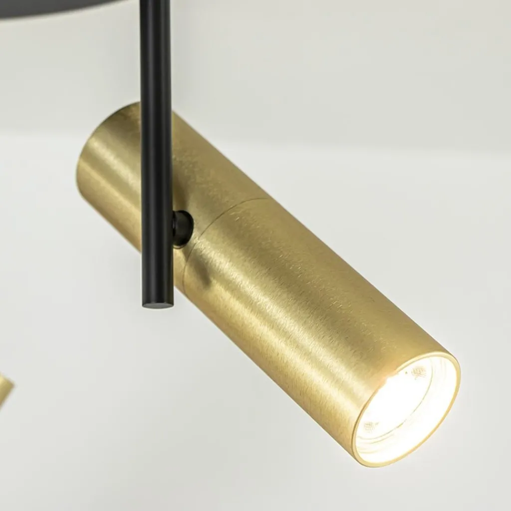 Straluma Opbouwspot 3-lichts cilinder zwart/brass> Plafondlampen|Opbouwspots