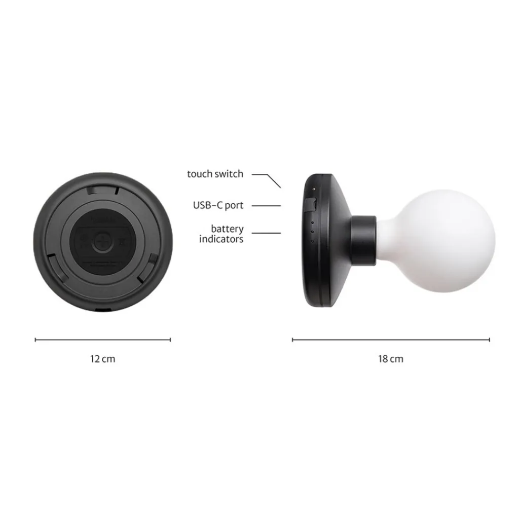 Straluma Oplaadbare wandlamp zwart incl frosted lichtbron> Wandlampen|Keukenverlichting